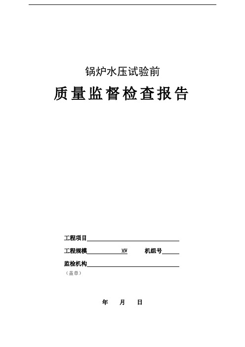 推荐-新版锅炉水压试验前质量监督检查报告典型表式 精品