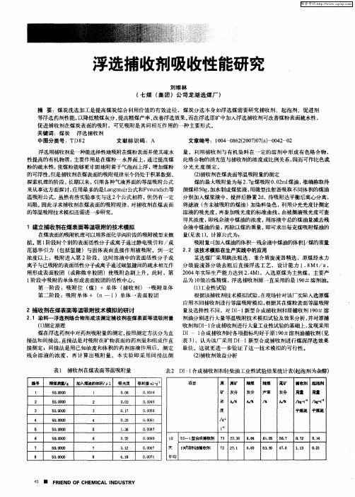 浮选捕收剂吸收性能研究