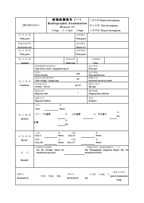 无损检测(NDE检测)报告表格-中英对照