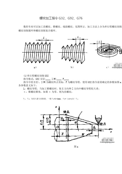 螺纹加工指令G32、G92、G76