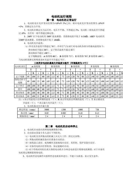 电动机运行规程