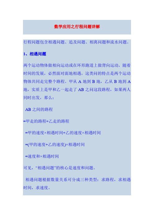 数学应用之行程问题详解