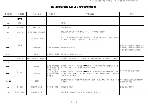 农村集体会计科目核算归纳表(定稿)