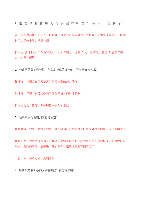 建筑结构复习题答案