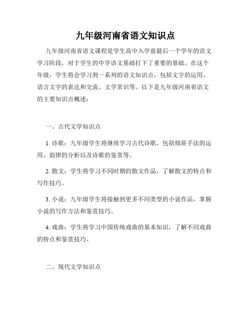 九年级河南省语文知识点