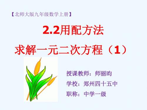 数学北师大版九年级上册用配方法求解一元二次方程(1).2用配方法解一元二次方程(1)