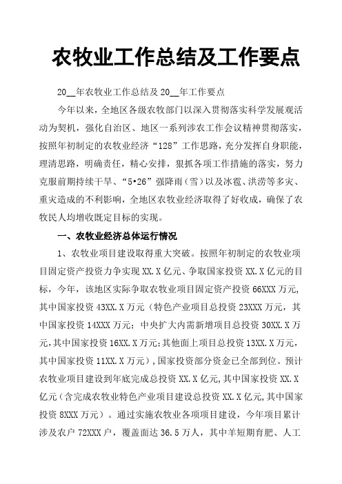 农牧业工作总结及工作要点