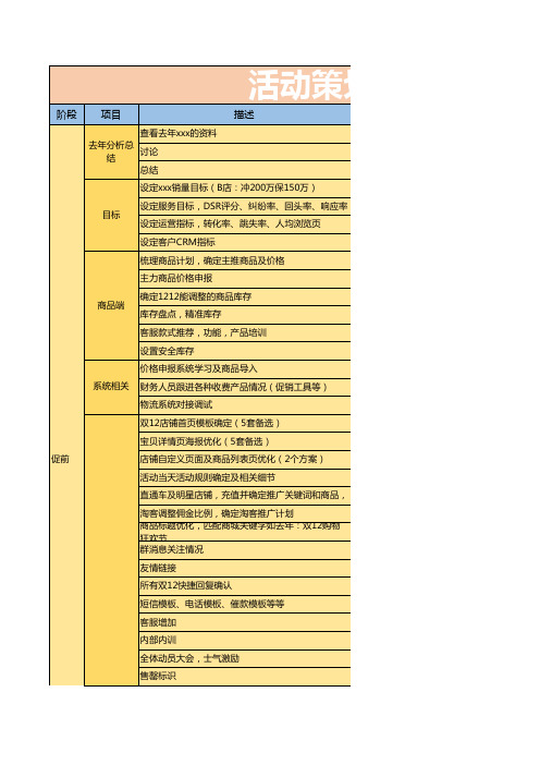 活动策划表流程进度表