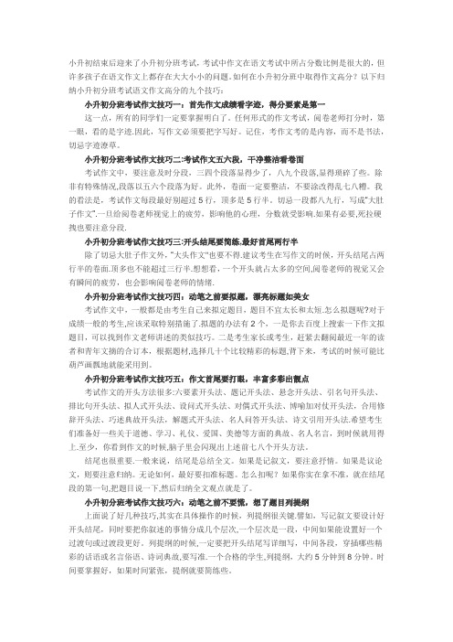 小升初作文技巧