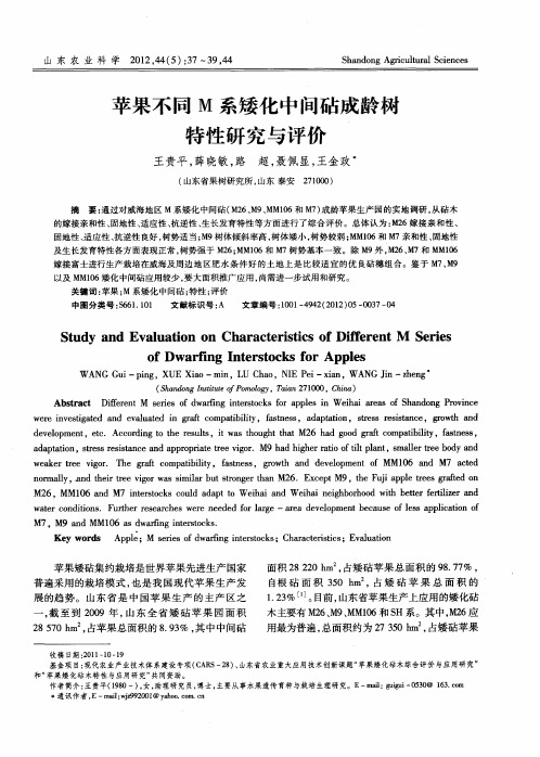 苹果不同M系矮化中间砧成龄树特性研究与评价