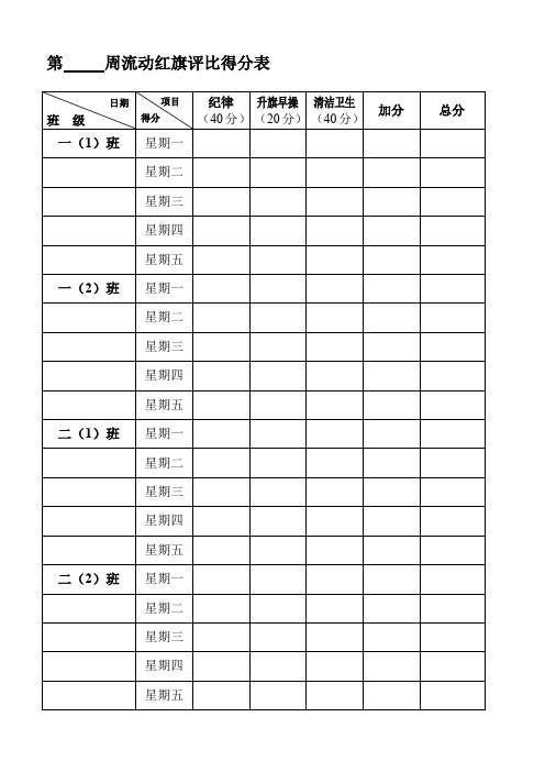 流动红旗评比得分表