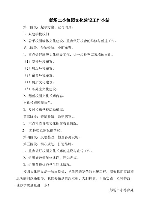 彭场二小校园文化活动建设过程安排