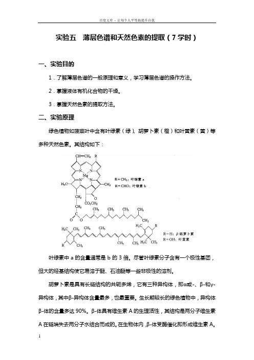 实验七薄层色谱和天然色素的提取