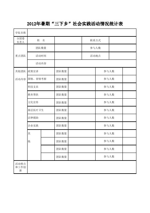 大学生社会实践活动情况统计表