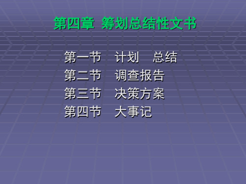 第四篇筹划总结性文书第一节计划总结第二节调查报告