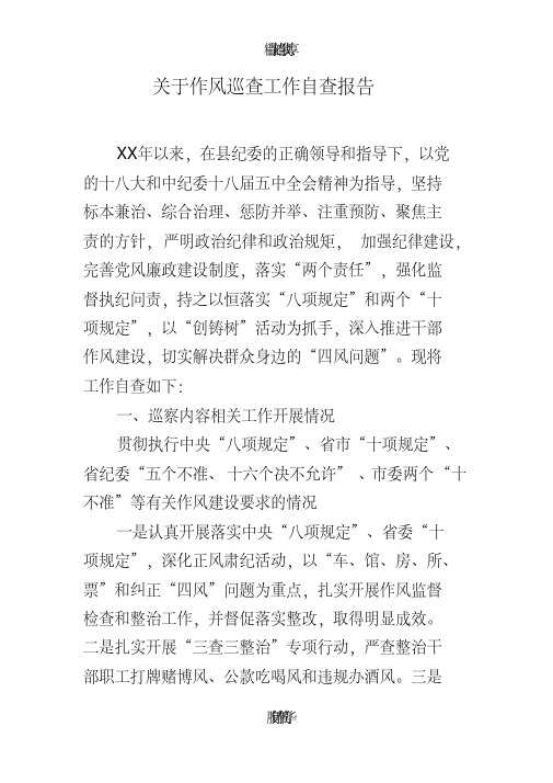 巡察工作自查报告