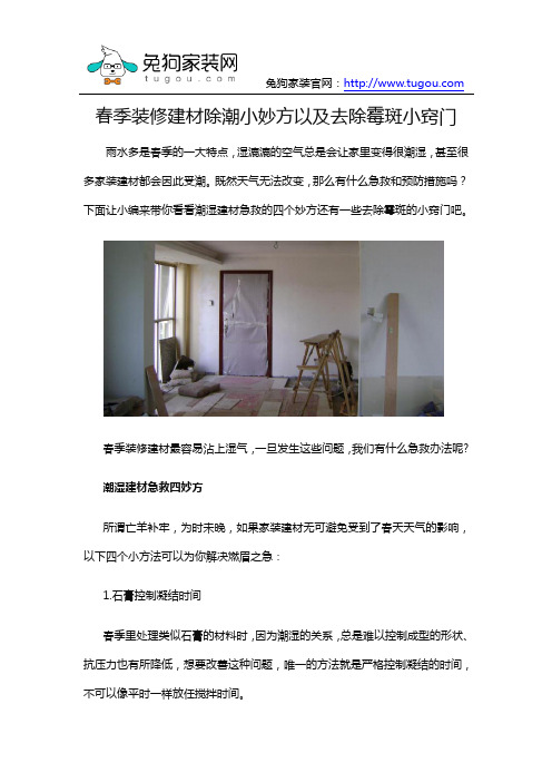 春季装修建材防潮方法及霉斑去除方法