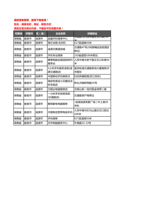 新版湖南省娄底市涟源市数码维修企业公司商家户名录单联系方式地址大全14家