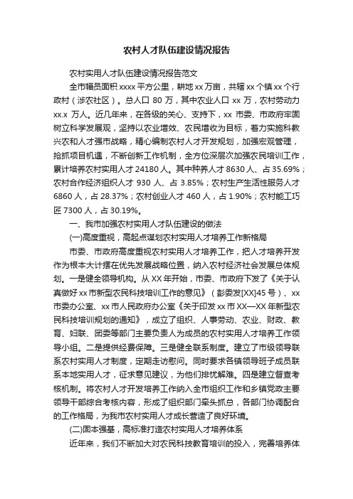 农村人才队伍建设情况报告