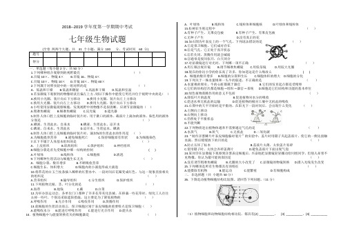 初一生物期中考试试题及答案