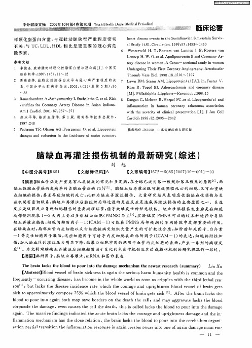 脑缺血再灌注损伤机制的最新研究(综述)