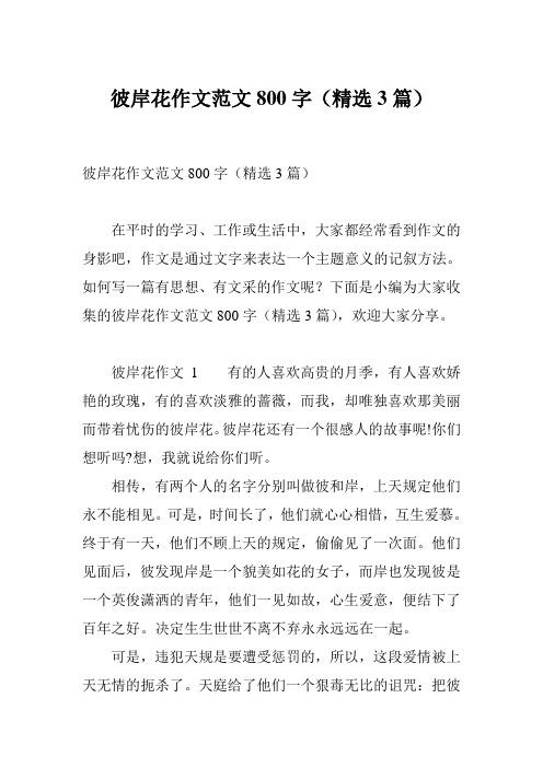 彼岸花作文范文800字(精选3篇)