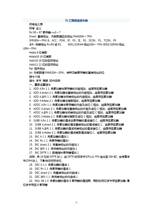 51汇编语言指令详解