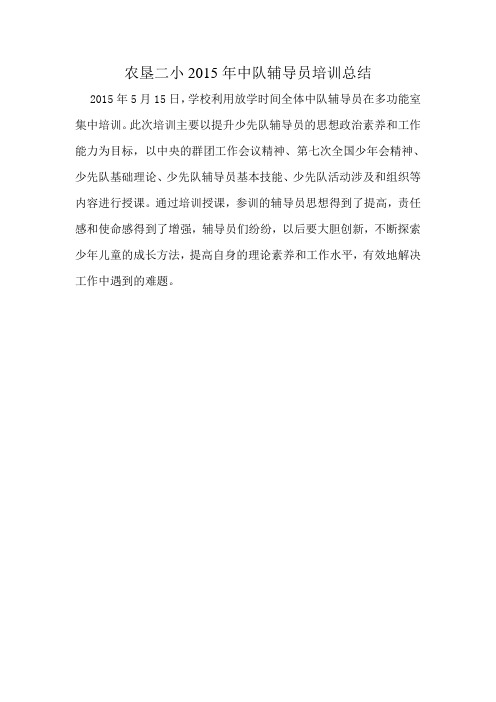2015年中队辅导员培训总结
