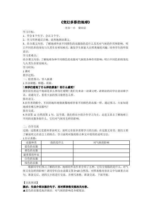 《变幻多彩的地球》教案