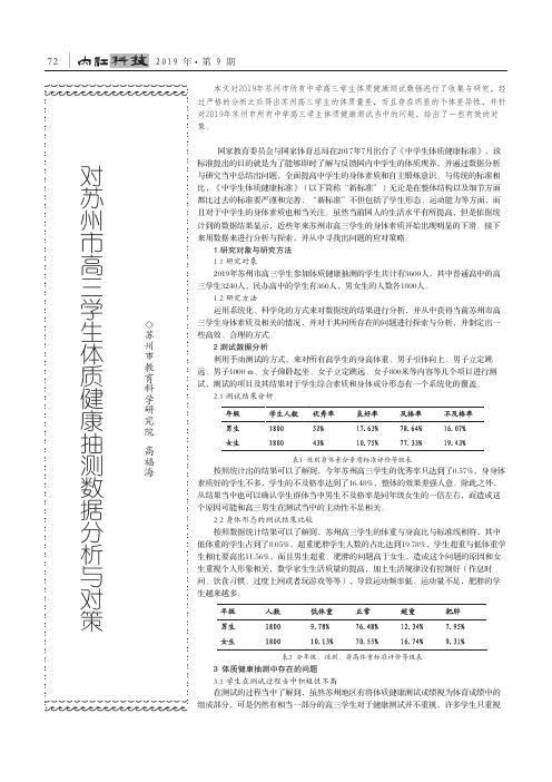 对苏州市高三学生体质健康抽测数据分析与对策