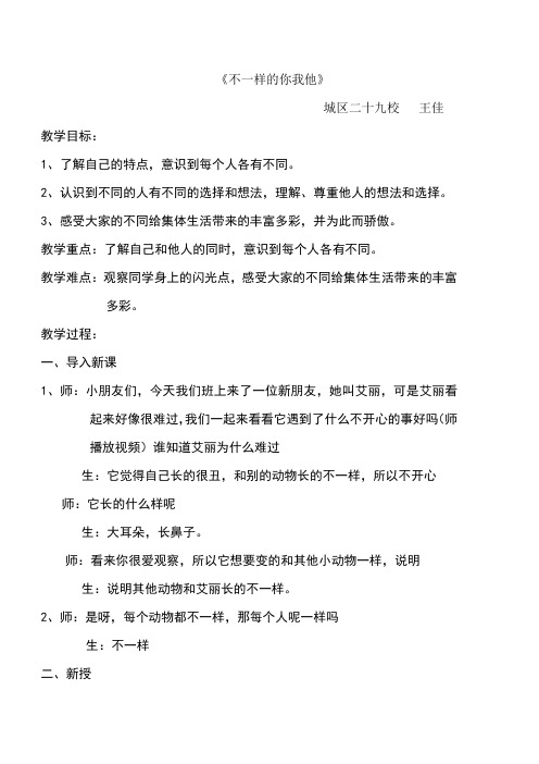 不一样的你我他教案