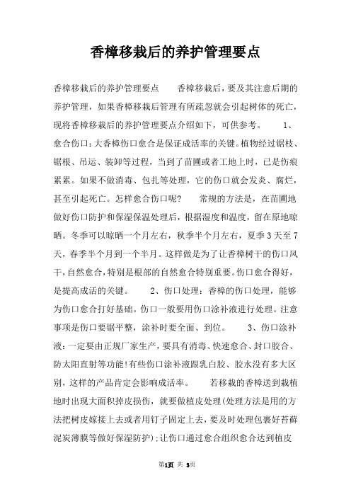 香樟移栽后的养护管理要点