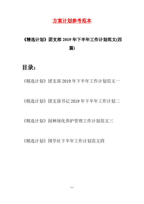 《精选计划》团支部2019年下半年工作计划范文(四篇)