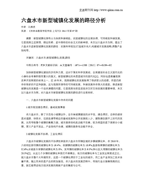 六盘水市新型城镇化发展的路径分析