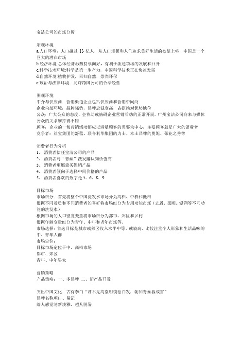 宝洁公司的市场分析