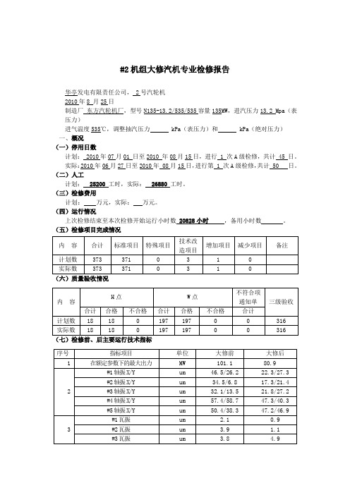 #2机组大修汽机专业检修报告