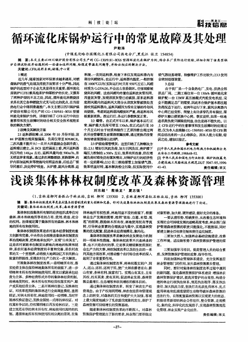 循环流化床锅炉运行中的常见故障及其处理