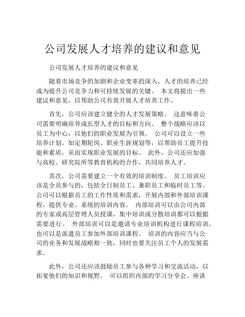 公司发展人才培养的建议和意见