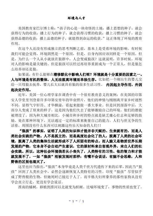 《环境与人才》word版