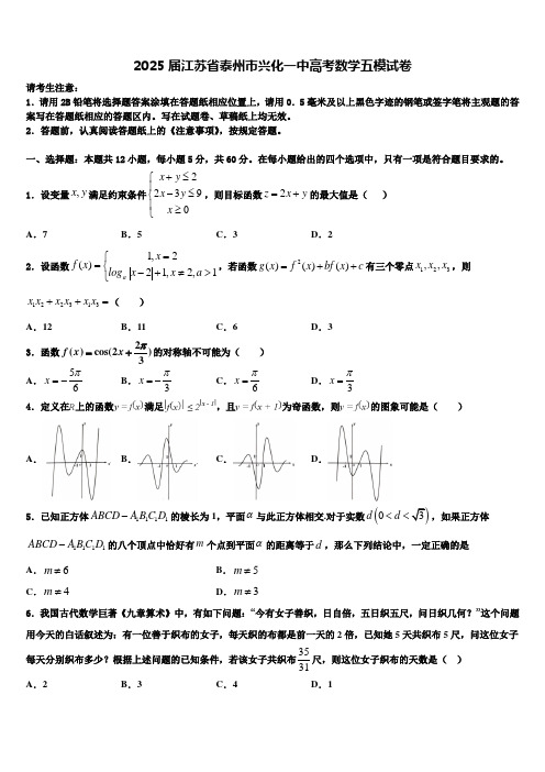 2025届江苏省泰州市兴化一中高考数学五模试卷含解析