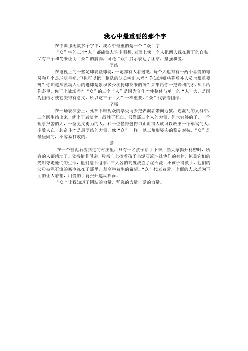 我心中最重要的那个字