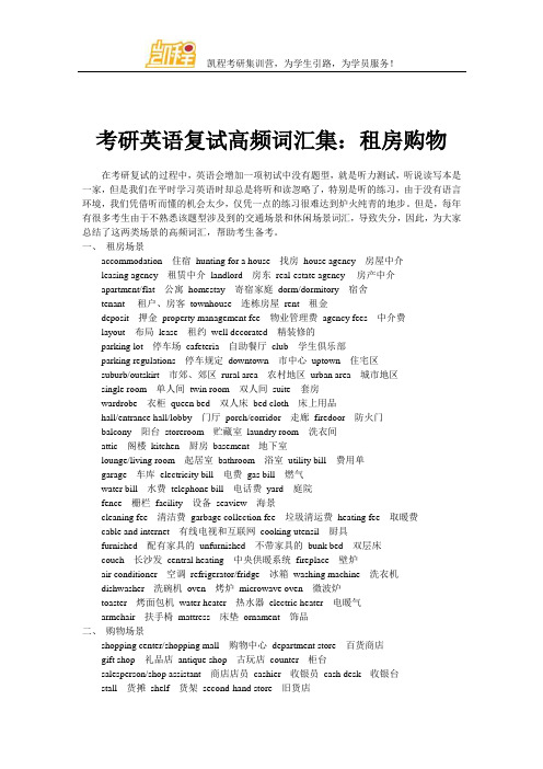 考研英语复试高频词汇集：租房购物