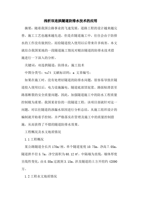 双连拱隧道防排水技术应用