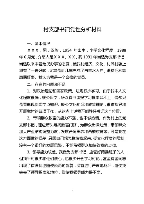 村支部书记党性分析报告