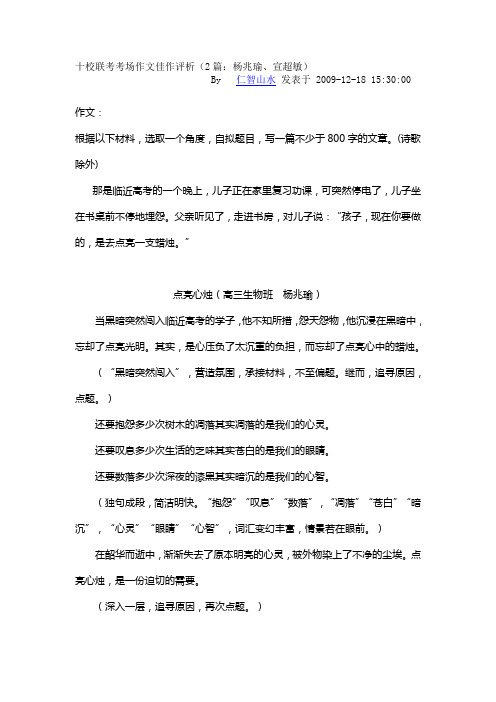 十校联考考场作文佳作评析