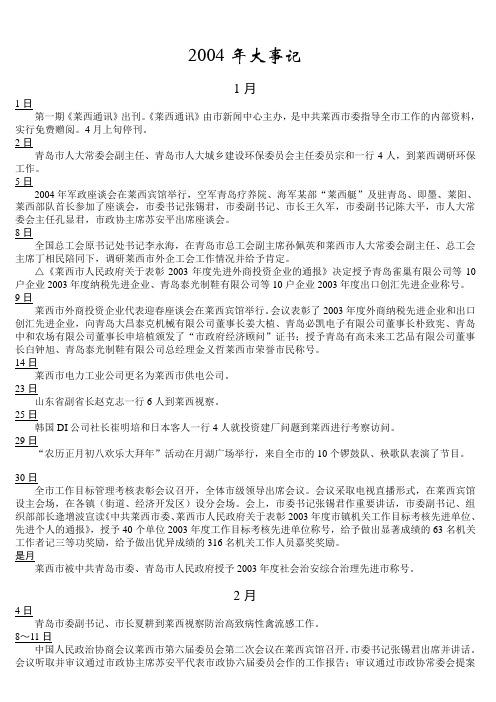 2004年大事记