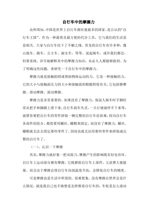 自行车中的摩擦力系统