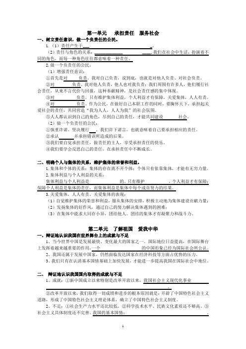 政治  考点整理(填空)
