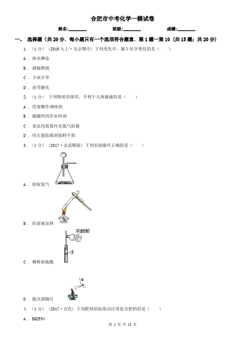 合肥市中考化学一模试卷