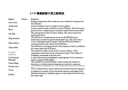 LCD 术语对照表